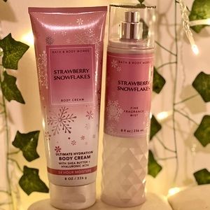 Bath & Body Works Strawberry Snowflakes Spray and Body Cream